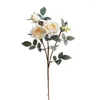 Fleurs décoratives 4-HEAD Single Nordic rose anti-fleur authentique Fleur haut de gamme Artistique et Fresh Forest Series rétro tridimensionnelles