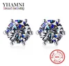 YHAMNI Original 925 Sterling Silver Earrings 6mm 1 Carat CZ Diamond Wedding Stud Earrings For Women Men Fashion Jewelry ED063852505