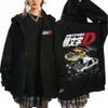 Anime Zip Up Kurtki Początkowe b bluzy bluzy Fujiwara Takumi zamek błyskawiczny manga nadruk bluza z kapturem jesienna bluza z polaru