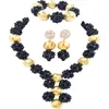 Halskette Ohrringe Set Swell Royal Blue Crystal Perlen Afrikanischer Schmuck 1SJQ-06