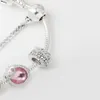 Intero - perle di fascino 925 bracciale a filo placcato in argento Nuovo glassati in lega grande in lega rosa Love uccello a sospensione String306r