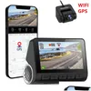 Car Dvr Car Dvrs V55 3 Inch Ips Dash Cam Built In Gps Wifi 1080P Dvr Dual Lens Camera Dashcam Wide Angle Video Recorder Rear Night Dro Otaj2