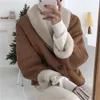Estrangeiro kitty camelo mulheres jaquetas de algodão vintage fino espessamento inverno lã cordeiro chique elegante senhora do escritório casacos quentes 231225
