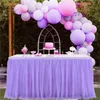 14FT8FT Gonna da tavolo in tulle blu rosa Baby Shower Tovaglia LED per tavoli rettangolari Decorazioni per torte dolci per feste di compleanno 231225