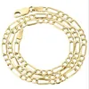 Mens Real 10k Yellow Gold Figaro Chain 4mm Halsband Hög polerad 16-30 tum2834