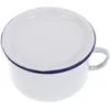 Servis uppsättningar keramiskt kaffemugg med lock emalj Instant Noodle Bowl Home Rice Kitchen White Table Provis Student