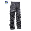 Pantaloni da uomo Pantaloni in pelle a pieghe Pantaloni da moto Pantaloni in pelle per uomo Street Wear pantaloni in ecopelle uomo HIP HOP pantaloni cargo in pelle J231225