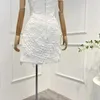 Lässige Kleider 2023 Top -Qualität Frühlings Sommer weißer Leinen Baumwolle Vintage Elegante Perle Frill Hülsenlos Tube Mini Kleid für Frau