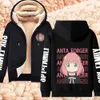 Anime Warm Zip Hoodie Spy X Family Fleece Sweatshirts Winter Lambwool Jackets Thick Thermal Hoodies Thicken Anya Forger Jacket