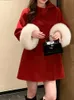 Elegancki wełniany płaszcz Kobiety Koreańskie mody Koreańskie kurtki Vintage luźne bajki solidny łuk jesienne zimowe płaszcz 231225