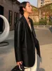 Coréen noir en cuir Moto veste Vintage chaud femme costume ample Blazers Streetwear dames mode tendance mince Biker manteaux 231225