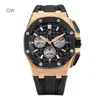 Movimiento mecánico automático Muñecas de pulsera Audema Pigu Mecánicos Relojes Epic Royal Oak Offshore Reloj de 43 mm de oro rosa Barra negra Marca Dial WN-BCMB