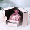 Alla hjärtans dag presentförpackningsälskare Rose Bear Eternal Flowers Double Door Gift Box 13cm*13cm*17cm