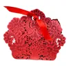 Embossed Lace Laser Cut Wedding Favor Boxes Hollow Flower Wedding Candy Box With Ribbon Casamento Wedding Favors