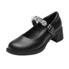 Chaussures habillées chics en cuir véritable, petit Style britannique Mary Jane pour femmes Jk, poupée à grande tête, semelle épaisse simple