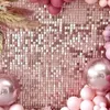 Party Decoration Light Rose Gold 3d Sequin Wall Panel Sticker Mirror Wedding Birthday Background Premium Decorative Live Shimmer Bar