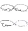 Me Link patrón grueso infinito anudado corazón adornado con cierre en T pulsera de plata de ley 925 apto para brazalete Charm3399580