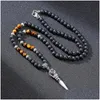 Anhänger Halskette Tibetaner buddhistischer Phurba Kilaya Der magische Dolch mit Tigers Augen Lava Stein Halskette für Männer 14k Weißgold Schmuck Dr. Otbrg