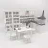 1 12 Mini White Kitchen Furniture Dollhouse Kitchen Dining Table and Chair Doll House Accessories Cupboard Washbasin Cabinet Toy 231225