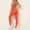 Aktif Setler Sveic Sırtsız Spor Tulum Yoga Pantolon Set Fitness Tek Parça Naylon Yumuşak Bodysuit Egzersiz Giyim Spor Salonu Aktif Giyim Tayt Kadın