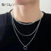 Pendant Necklaces Sindlan 2Pcs Double Layer Punk Silver Color Chain Necklace For Men Hip Hop Geometric Couple Female EMO Fashion J258v