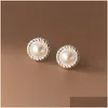 Stud Earrings Genuine S925 Sterling Sier Synthetic Pearl Twist For Women Non-Allergic Non-Fading Fine Jewelry Accessories Drop Deliver Otf1P