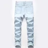 American Cat Whisker rivna jeans Mens Patch sliten smal passande liten rak ärm avslappnad pappa långa byxor höst och vinter 231222