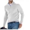 Polos Męski Autumn Long Sleeve V-dół kaszmirowy zip swobodny koszulka polo swetra zwykła top designerska koszulka