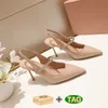 مع Box Women Dress Shoes Shiletto Heel Slingbacks مضخات مرصعة بالبلورة البرتقالية اللون الأبيض الفوشيا الأسود البيج النسائي 8 سم عالية الكعب المصمم أحذية رياضية 34-40