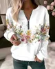 Women's Hoodies Women Fashion Floral Hoodies Flower Painting Sweatshirt Zip Up Hoodie Oversized Sudaderas Harajuku Coats Elegant 231225