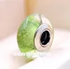 2pcs 925 Sterling Silver Murano Glass Green Green Signature Color Fluorescent Fit Fit Modely Jewelry Charm Starm Netclaces2524380