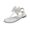 Sandały 2023 Kobiety Summer Roman Buty Otwarte palce u stóp Kobieta na Pearl Bow Flip-Flops Sandalias plus size Sandalias