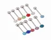 50pcs shippment Body Piercing JewelryCrystal Tongue Ring BarNipple Barbells Mix Colors3360245