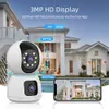 1080p HD WiFi Lente Dual Câmera de Segurança Carmeras 360 ° Panorâmico IR IP IP VISION NOITE VISÃO COMO COLOR AUTOMÁTICO Humano Rastreamento 4X Digital Zoom Security Monitor