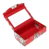 Cosmetic Bags Flower Design Retro Mini Portable Lipstick Case Holder Box Mirror Women Gift