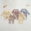 Baby Sleepwear Pajamas Set for Children Korean Girls Boy Round Neck Top and Bottom Kids Clothing Cotton Print Autumn Clothes 231225