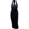 Casual Dresses Sexig modeklänning 2023 Temperament Elegant Style Slim Texture Halter Neck Long For Women Night Eveing ​​Party