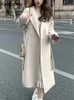 Autumn Winter Loose Woolen Coat for Women Casual Solid Outerwear With Belted Korean Fashion Chic Female Overcoat Clothes 231225