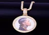 Custom Po Medallions Round Necklace Po Frame Pendant With Diamond Tennis Chain Gold Ice Out Rock Street Men039s Hip hop J4492452