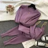 Frauen Reißverschluss Strickjacken Pullover Hosen Sets Weste Frau Mode Pullover Hosen 3 PCS Kostüme Outfit 231225