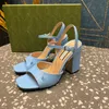 Högklackad designer Strappy Sandals Block Heel Luxury Lady Dress Classics Fashion Dinner Party Club Women Heels