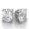 4CT 14K الذهب الأبيض جولة مختبر أنشأت أقراط الماس سلة Solitaire Studs185U