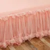 Elegant Princess Bed Kjol Nonslip Madrass Cover Ruffled Lace Bedlese Protector Home Bedstred 231222