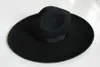 Men039s 100 wełniany fedoras kapelusz szeroki rdzeń ponadwymiarowy 12cm wełniany kapelusz moda czarna wełna Fedora wełniana czapka jeździecka B89534982