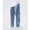 Herren Jeans Streetwear Weitbein Hip Hop Vintage Herbst Casual Denim Hosen High Street Applices Lose Baggy Straight Männer Pantst3o7