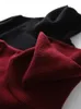 Turtleneck Women Warm Knit Sweater Dress Autumn Winter Lantern Sleeve Knitted Burgundy Black Long Party Dresses 231225