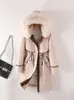 Trench Coats pour femmes Trois usurs parka fourrure à mi-longueur détachable Doublure intérieure coton tabouret de coton Living Living Plus taille 3xl Vêtements d'extérieur