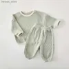 Set di abbigliamento coreano primavera autunno bambini vestiti per ragazzo set camicie di marca rattoppate in cotone completo completo per neonato elasticizzato allentato