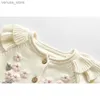 Vêtements de vêtements nouveaux printemps automne bébé filles tricot à manches longues manteau de fleur + accolades Bompers sets de vêtements pour enfants