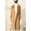 Jesienna zima elegancka luźna z paskiem długi wełniany płaszcz Koreańszy kołnierz mody Turndown Camel Czarna długa kurtka 231225